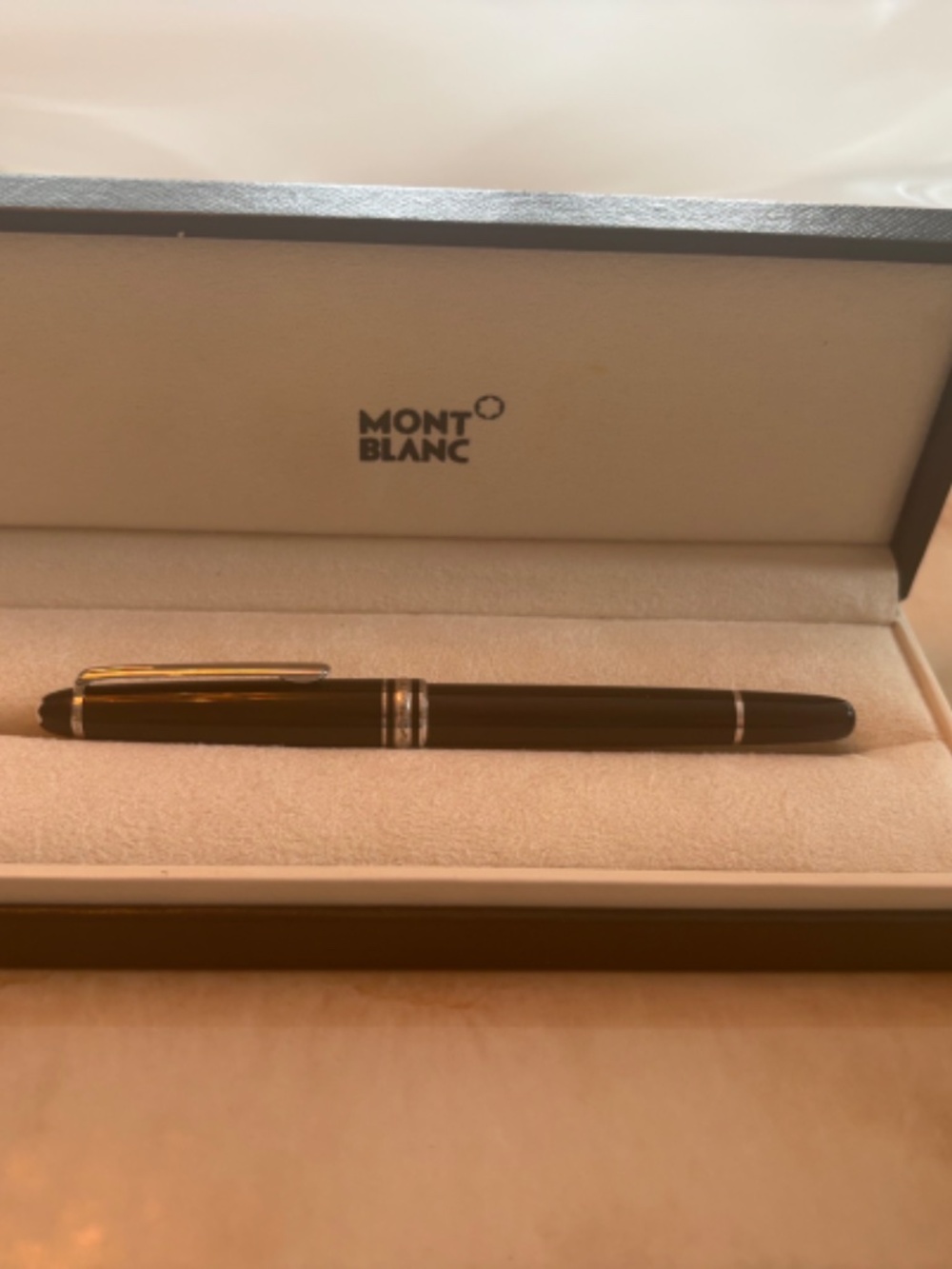 Montblanc Meisterstück Black Ballpoint Pen Platinum Trim w/ Original Box